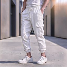 Men's Cotton Linen Blend Cargo Jogger Pants Elastic Waist Drawstring Multi Pockets Casual Breathable Streetwear Trousers for Men