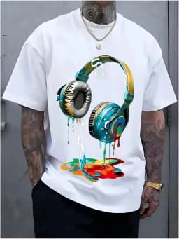 Men's 100% Cotton T-shirt Machine-washable All Season Comfortable Soft and Well-fitting Casual Style