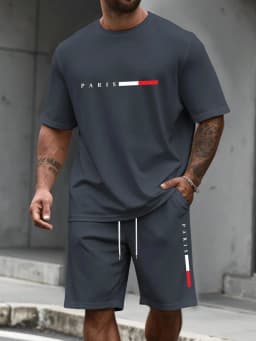 Men's Tracksuit 2 Piece O-neck Short Sleeve Shirt Shorts Set Men's Running Suit Plus Size T Shirts Man Clothing Summer T-shirt