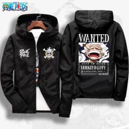 One Piece 2026 Luffy Wanted Poster Anime Print Autumn Jacket, Unisex Windproof Sportswear, Fashionable Outdoor Cycling Clothing