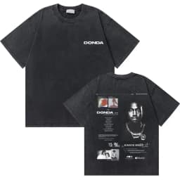 Washed Vintage Rapper Kanye West Graduation Bear Graphic T Shirt Men Pure Cotton T-shirt Men's Hip Hop Fashion Oversized Tshirt