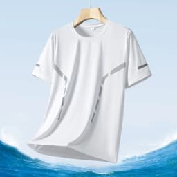 Men's Silk Ice Round Collar T-shirt, Simple Running Fitness Suit, Breathable Thin T-shirt, Quick Dry T-shirt, Summer