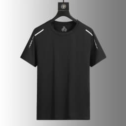 Men's Silk Ice Round Collar T-shirt, Simple Running Fitness Suit, Breathable Thin T-shirt, Quick Dry T-shirt, Summer
