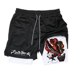 Summer New Black Five-leaf Clover Printed Men's and Women's Shorts Double-layer Loose Sports and Casual Pants for Beach Fitness