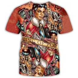 Summer fashion Michael Jackson hip-hop singer retro cool casual men Harajuku streetwear short sleeved
