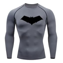 Autumn Bat Print Men's Compression T-Shirt Quick Dry Gym Workout Top Fitness Rashguard for Running Long Sleeve Sport Workout