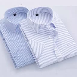 Summer thin men's business social short-sleeved shirt professional formal striped casual non-ironing breathable shirt slim fit