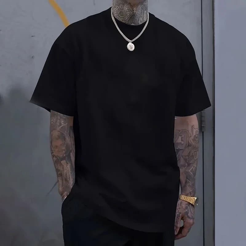 Hot Sales Mens T-shirt Cotton Solid Color Short Sleeved High Quality Casual Tees Outdoor Sports Jogging Soft Black White T-shirt