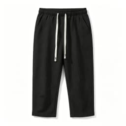 Summer Men Linen Capri Pants Drawstring Waist Loose Solid Color Casual Trousers For Daily Beach Vacation Outdoor Travel Wear