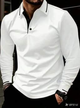 The new men's long-sleeved POLO shirt for Spring and Autumn 2025 features street fashion and comfort with 3D pattern printing