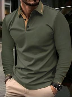 The new men's long-sleeved POLO shirt for Spring and Autumn 2025 features street fashion and comfort with 3D pattern printing