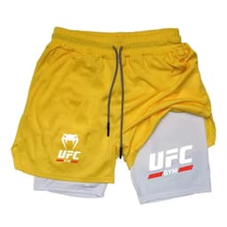 Men's 2-in-1 Double-Layer Sports Shorts, Quick-Dry and Breathable for Fitness, Running, Boxing, and Mixed Martial Arts Training,