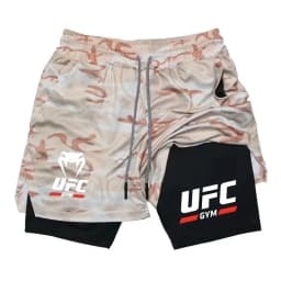Men's 2-in-1 Double-Layer Sports Shorts, Quick-Dry and Breathable for Fitness, Running, Boxing, and Mixed Martial Arts Training,