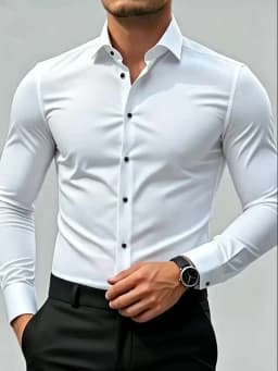 Spring and Summer Collection: White Long-Sleeved Business Formal Shirt (Suitable for Brides and Matrons of Honor) Men's Long-