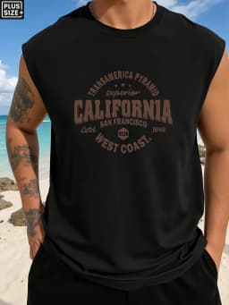100 Cotton Men's Summer Fashion Casual Sports Loose Boston Est 1997 Print Comfortable Breathable Round Neck Sleeveless Vest