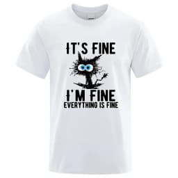 Men's High Quality T-shirt Cotton Blend Funny Cool Cat Printed T-shirt Casual Men Short Sleeve T-shirt for Men T-Shirt Male Top