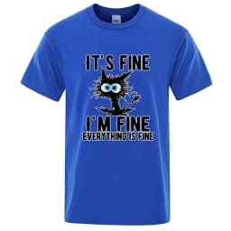 Men's High Quality T-shirt Cotton Blend Funny Cool Cat Printed T-shirt Casual Men Short Sleeve T-shirt for Men T-Shirt Male Top