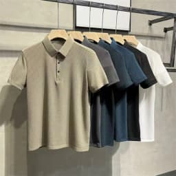 Business Casual Sweat-absorbing Top Brand Clothes Summer New Men's Short Sleeve T-shirt Ice Silk Cool and Breathable POLO Shirt
