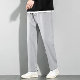 Ice Silk Men's Pants 2025 Summer New Black Gray Thin Business Casual Pants Outdoor Elastic Breathable Straight Leg Sweatpants