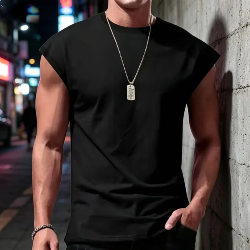 2026 Men's Loose Fit round Neck Short Sleeve T-Shirt Casual Breathable Summer Sports Basic Vest for Comfortable Wear