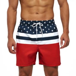 Men's Simple Vertical Striped 3D Print Summer Outdoor Beach Shorts Swim Trunks Breathable Quick-Drying Casual Sports Pants