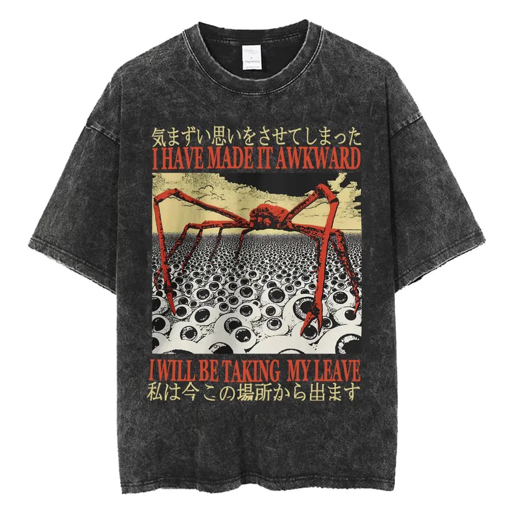 New Arrival I Have Made It Awkward I Will Be Taking My Leave Meme Japan Spider Crab Funny Short Sleeved Round Neck Y2k Tshirt