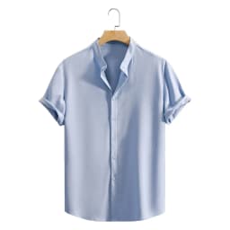 Youth Casual Beach Short Sleeve Shirts Solid Color Loose Casual Breathable Shirt Lightweight Streetwear Male Button Tops