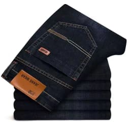2025 New Business Men's Jeans Casual Comfortable Straight Stretch Fashion Classic Premium Blue Black Denim Pants Large Pants