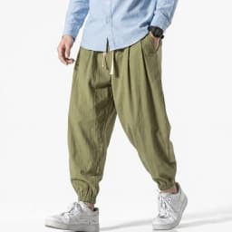 Korean Men Linen Pants Spring Loose Beach Holiday Cotton Casual Hiking Trousers Male Summer Baggy Pant Gym Man Work Streetwear