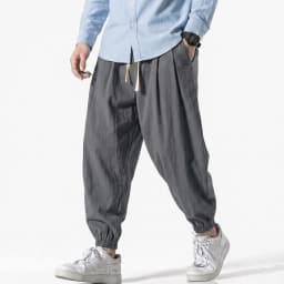 Korean Men Linen Pants Spring Loose Beach Holiday Cotton Casual Hiking Trousers Male Summer Baggy Pant Gym Man Work Streetwear