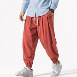 Korean Men Linen Pants Spring Loose Beach Holiday Cotton Casual Hiking Trousers Male Summer Baggy Pant Gym Man Work Streetwear