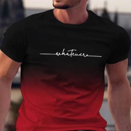 Summer Men's Clothing Whatever Print Short Sleeve Men Trend Products Sports Top Gym Tee Quick Dry T Shirt Male Gradient T Shirts