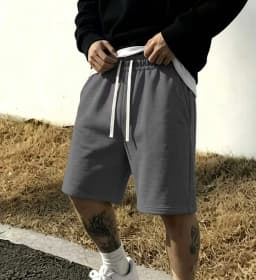 Simple Basic Gray Men's Shorts Casual Solid Color Loose Drawstring Elastic Waist Summer Jogging Shorts men clothing