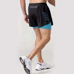 Men's Double Layer Shorts Summer Quick-drying Shorts Casual Fashion Male Clothing Beach Bottoms 2 in 1 Black Gyms Short Pant Men