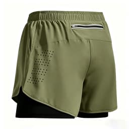 Men's Double Layer Shorts Summer Quick-drying Shorts Casual Fashion Male Clothing Beach Bottoms 2 in 1 Black Gyms Short Pant Men