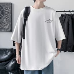 Men's Cotton T-shirt Front Back Print Half Sleeve T-shirt Men's Cotton Summer Loose Oversized Casual O-neck Male Tees