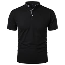 Men's short-sleeved stand-up collar top casual fashion daily solid color short-sleeved stand-up collar T-shirt casual top