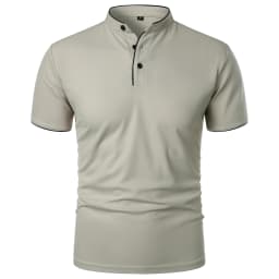 Men's short-sleeved stand-up collar top casual fashion daily solid color short-sleeved stand-up collar T-shirt casual top