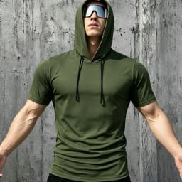 Men Short Sleeve Hooded T-Shirt Breathable Quick Dry Anti-Pilling Drawstring Hood Casual Slim Fit Streetwear Sports Pullover