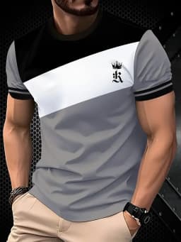 Summer classic men's T-shirt: Outdoor round-neck short-sleeved top with striped print, loose street men's T-shirt with additiona