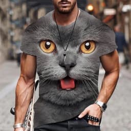 Men's summer street versatile T-shirt 3D printed retro lion new loose quick drying casual breathable short sleeved top
