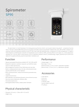 Contec Spirometer SP90 Digital Bluetooth Pulmonary Function Tester Respiratory Status FVC MVV MV Multiparameter Espirometer