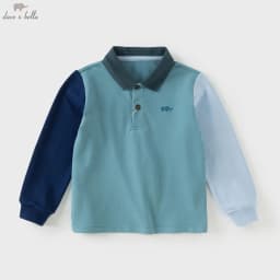 Dave Bella Boys' Spring Autumn Polo T-shirt Casual Long Sleeve Cotton T-shirt Kids Boy Outdoor Polo Shirt Top DB3254312