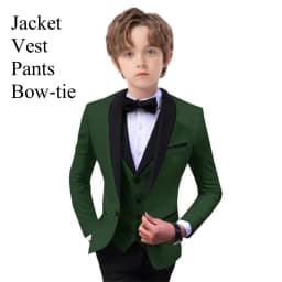 Slim Fit Boy's Suit Set 3 Pieces Tuxedo For Formal Occasion Blazer Vest And Pants Kids Outfit For Wedding Prom School Activities
