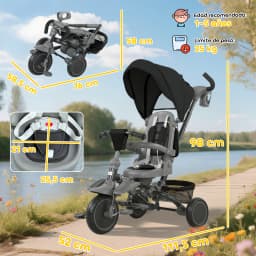 Aiyaplay 6 in 1 Foldable Evolutionary Tricycle for 1-5 Years Rotating Seat