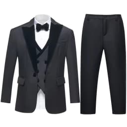 Fast Shipping Black Girls 4 Piece Tuxedo Set Blazer Vest Pants Stunning Kids Formal Outfit For Wedding Photo Shoot Party
