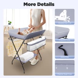 Baby Changing Table,3in1 Changing Mat Nursery Changing Station Foldable Nursery Changing Table Bath Mat w/Unit Storage Bags
