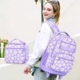 Rolling Backpack for Womens and Mens, Adults Wheeled Bookbag with Lunch Box for Girls and Boys.