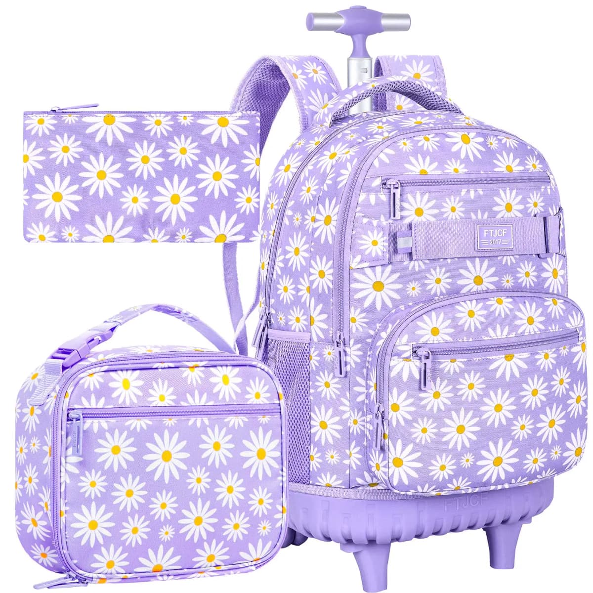 Rolling Backpack for Womens and Mens, Adults Wheeled Bookbag with Lunch Box for Girls and Boys.