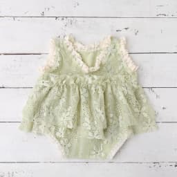 Sage Green Baby Photography Props Newborn Girl Lace Romper Infant Photoshoot Outfits Vintage Studio Posing Clothes Dress